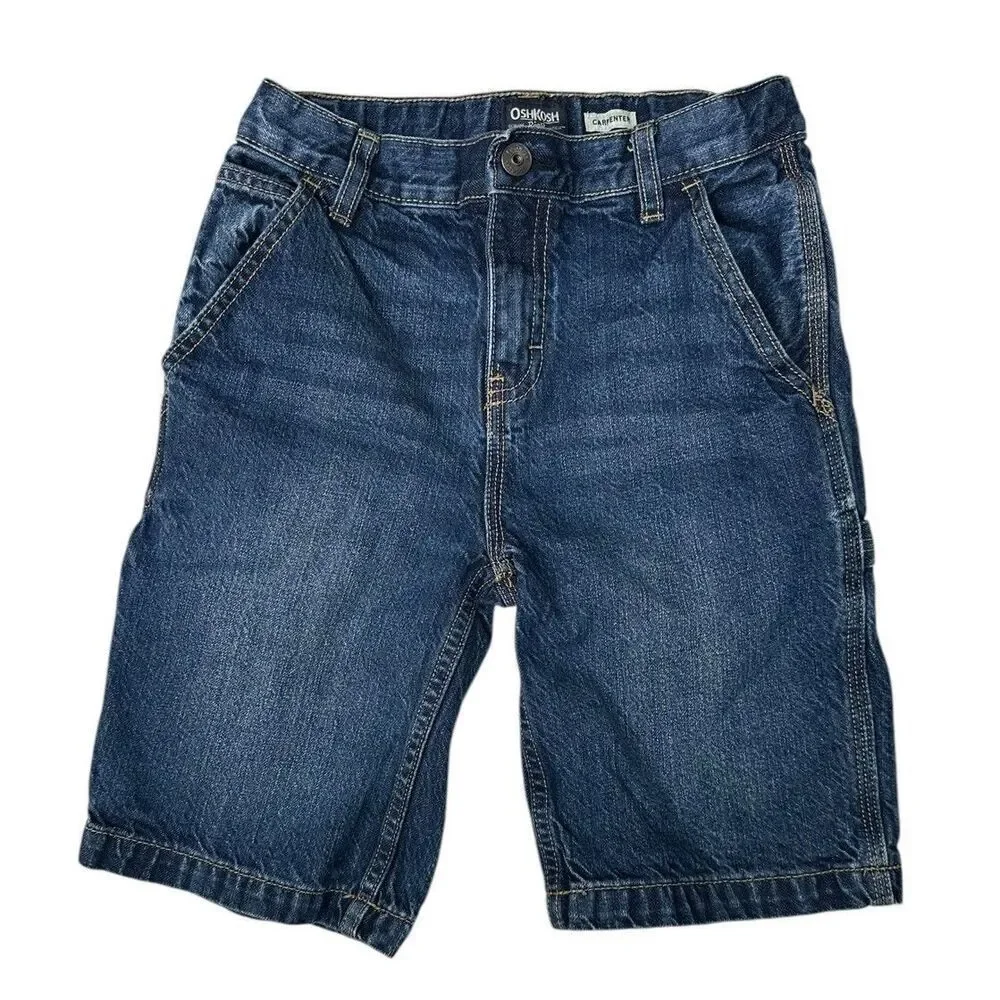 Oshkosh Bgosh Boys Jean Denim Carpenter Cargo Shorts Adjustable  Waist Size 12R